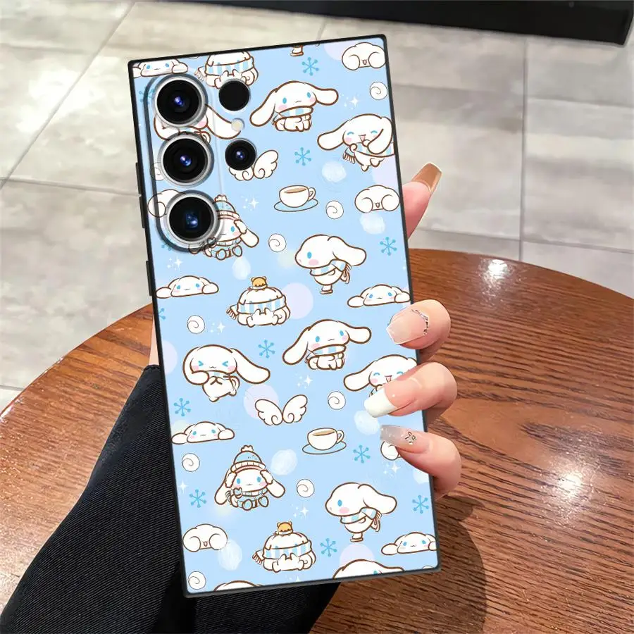 

Case for Samsung Galaxy S24 Plus S21 FE S25 Edge S20 S23 Ultra Black Soft Phone Cover Cartoon Cute Cinnamoroll