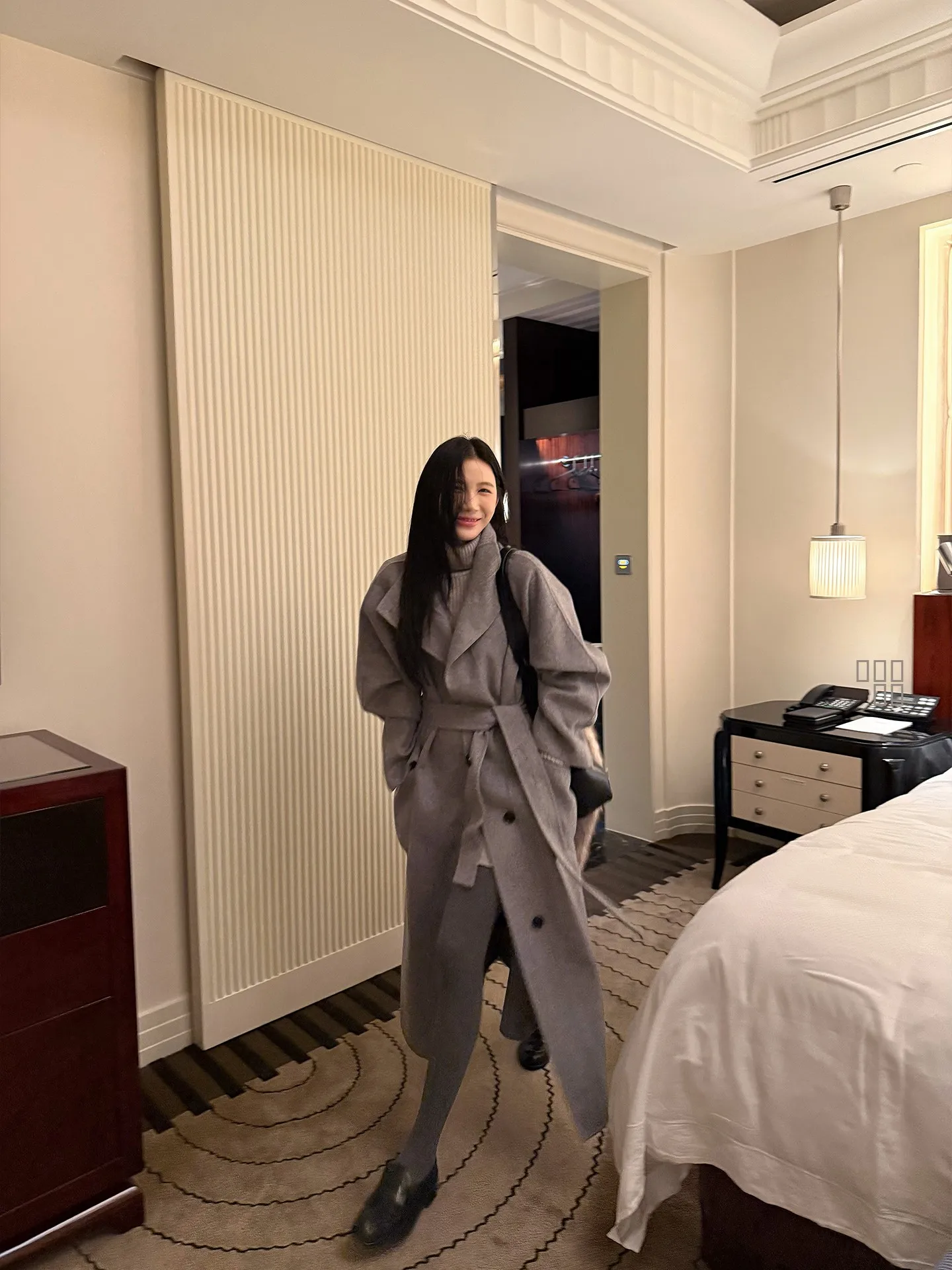 

ay шерстяное длинное пальто женское корейское двустороннее твидовое пальто верхняя одежда Young Kylin брендовая свободная посадка Thiened