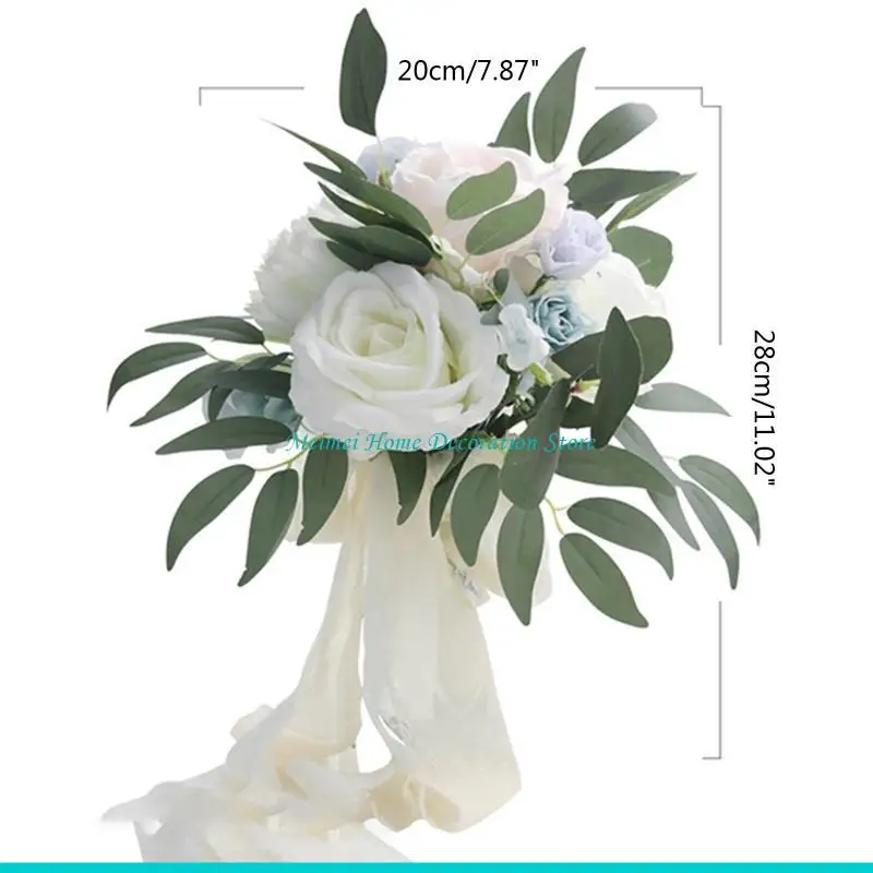 H7BF Bouquet fiori artificiali Bianco Simulazione Floreale seta Fiori finti per festa nozze Sposa Puntelli