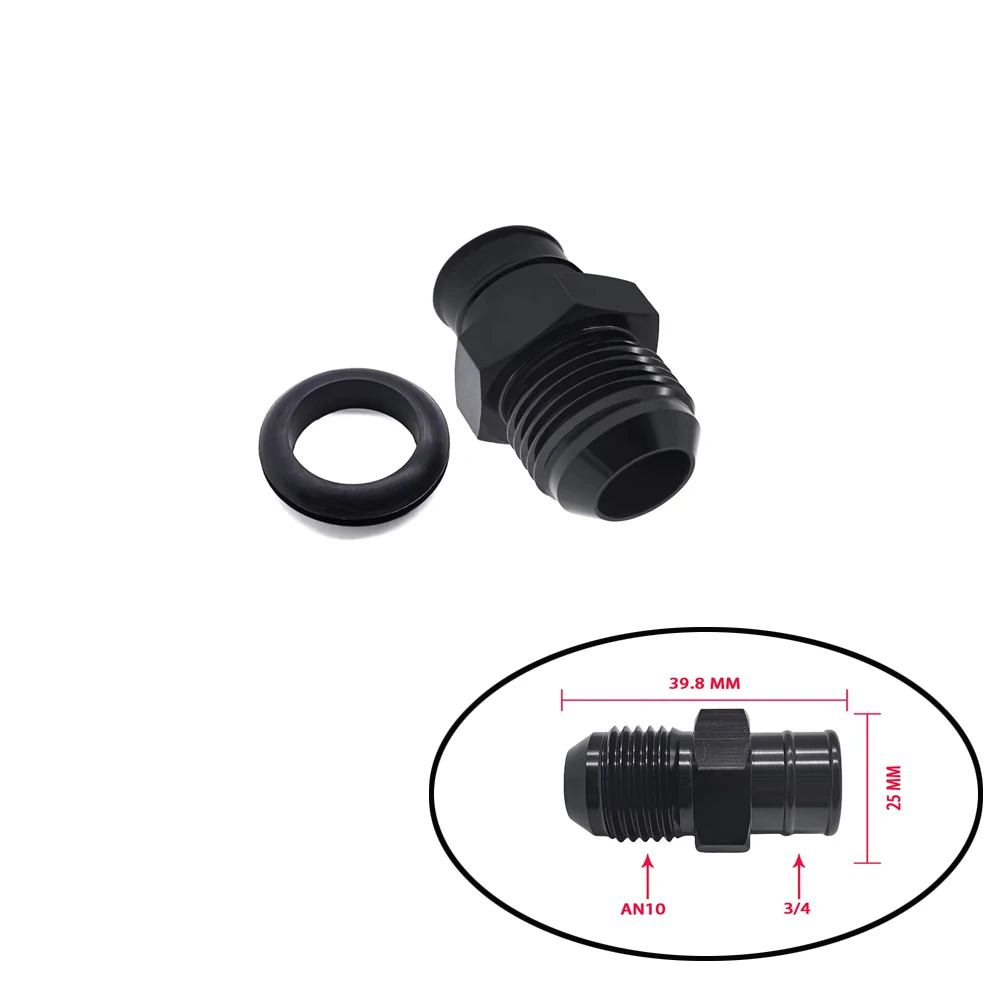 Black 10AN Push-In Aluminum Pusher for Universal LS Engine with Integrated Valve Cover Sealing Ring Automotive Engine Accessory