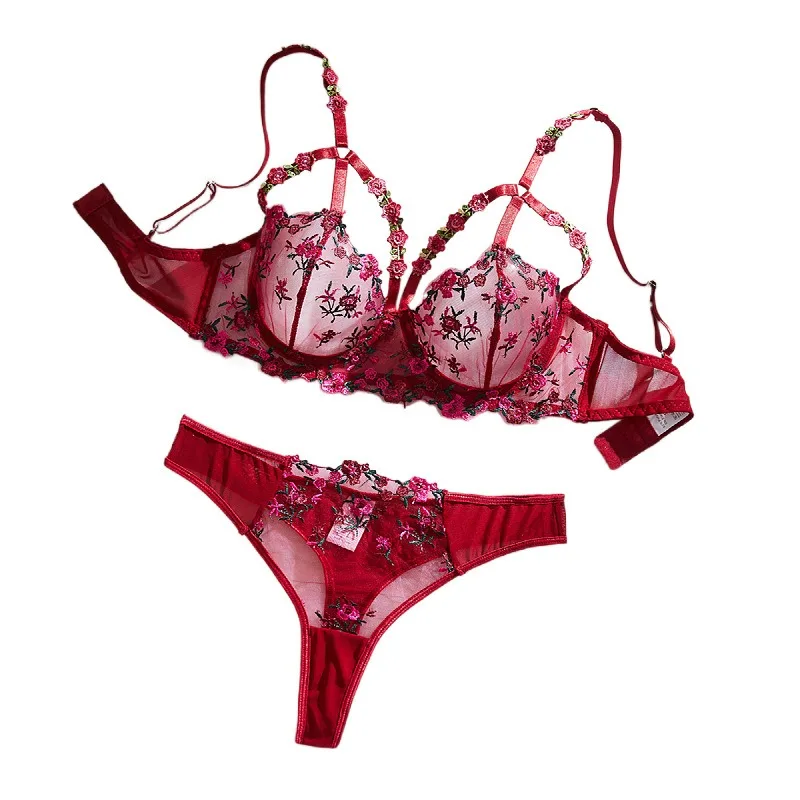 

Изысканный сексуальный комплект женского белья: черный прозрачный бюстгальтер и трусики с цветочной вышивкой в западном стиле