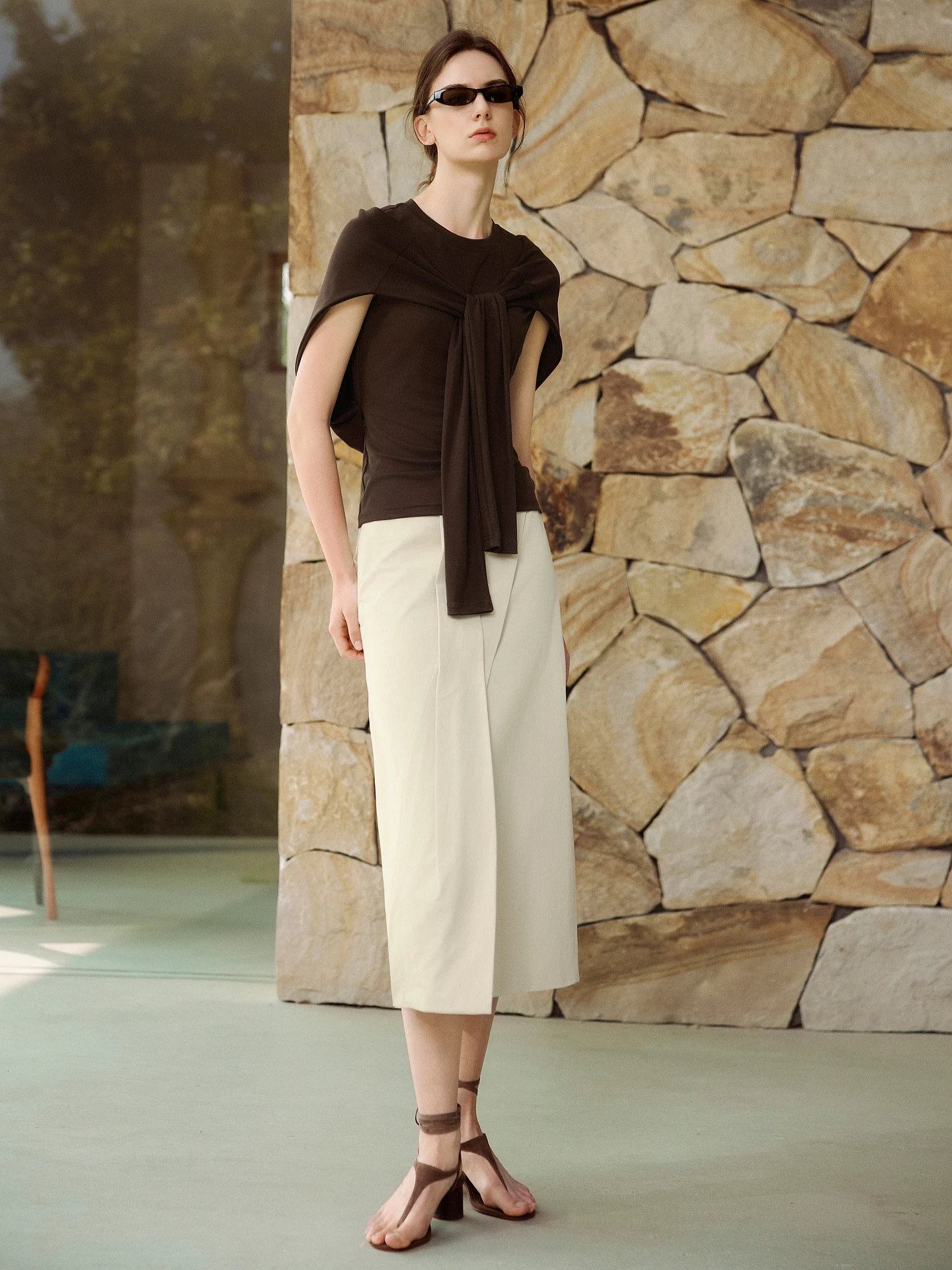 Khaki Color Workwear Style Half Skirt Women's New Design Pure Cotton Commute Straight Skirt Spring Summer Seasonal Skirt