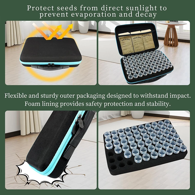 Portable Garden Seed Storage, 120 Slots Organizer with 25 Envelopes, Durable Airtight Seed Conservation Saving Kit.