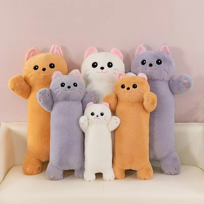 

Cute 50 CM Cat Plush Toy Long Pink Brown Grey Sleeping Cats Stuffed Fluffy Leg Pillow Animal Hugging Body Lovely Soft Sleep Doll