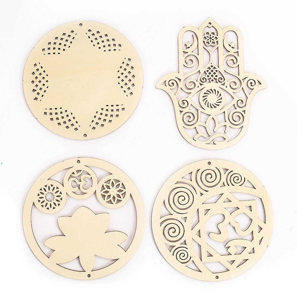 

Wooden Turkish Hand of Fatima Lotus Flower of Life Hollow Coaster Tabletop Decorative Ornament Dining Table Insulation Coaster