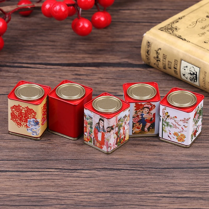 1:12 Dollhouse Miniature Biscuit Candy Snowflake Xmas Tree Bow Tie Cookies Storage Tin Box Christmas New Year Scene Decor Toy