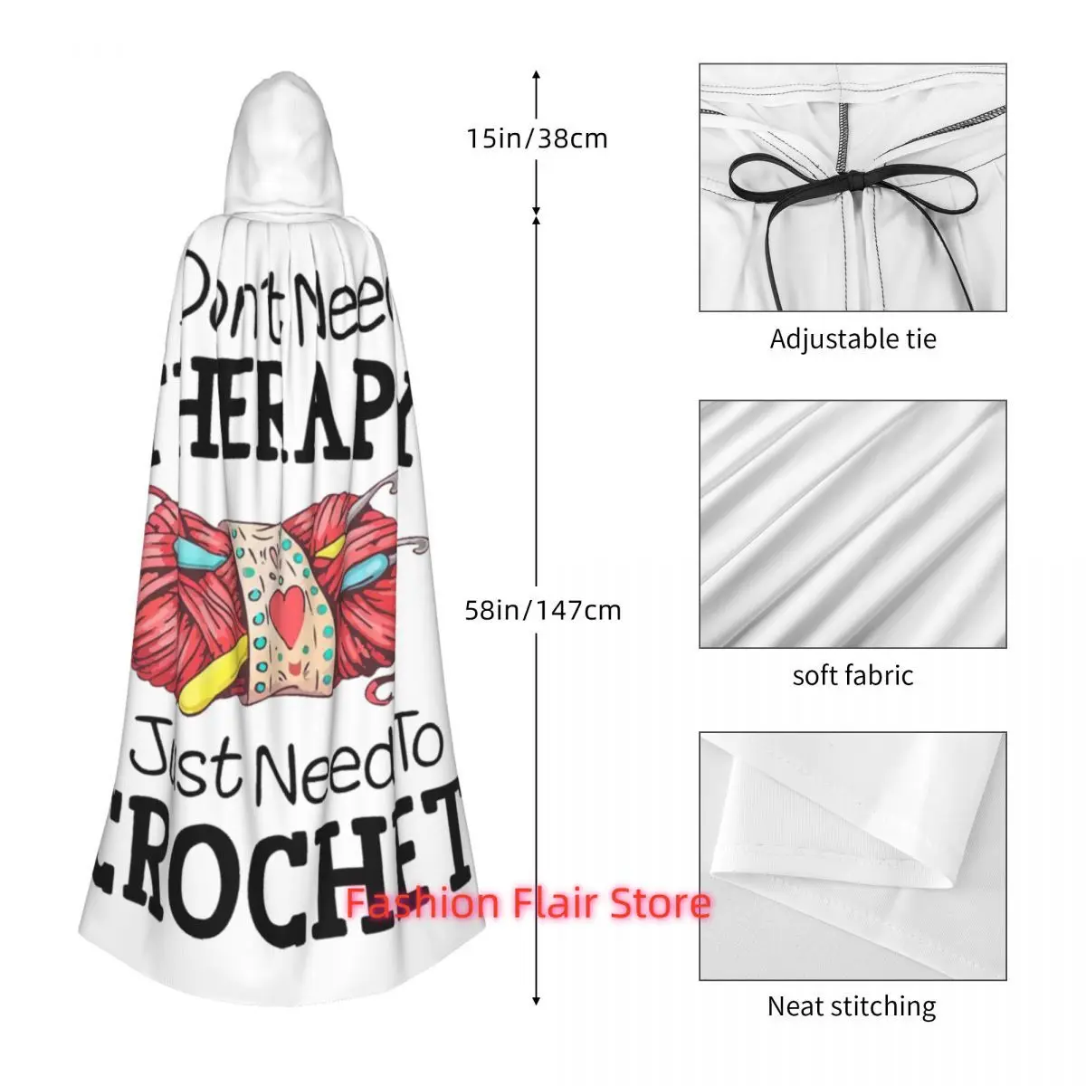 لا أحتاج إلى علاج، أنا فقط بحاجة إلى عباءة كروشيه طويلة بقلنسوة، أزياء ساحرة في القرون الوسطى، أزياء تنكرية لحفلات الهالوين للبالغين للجنسين