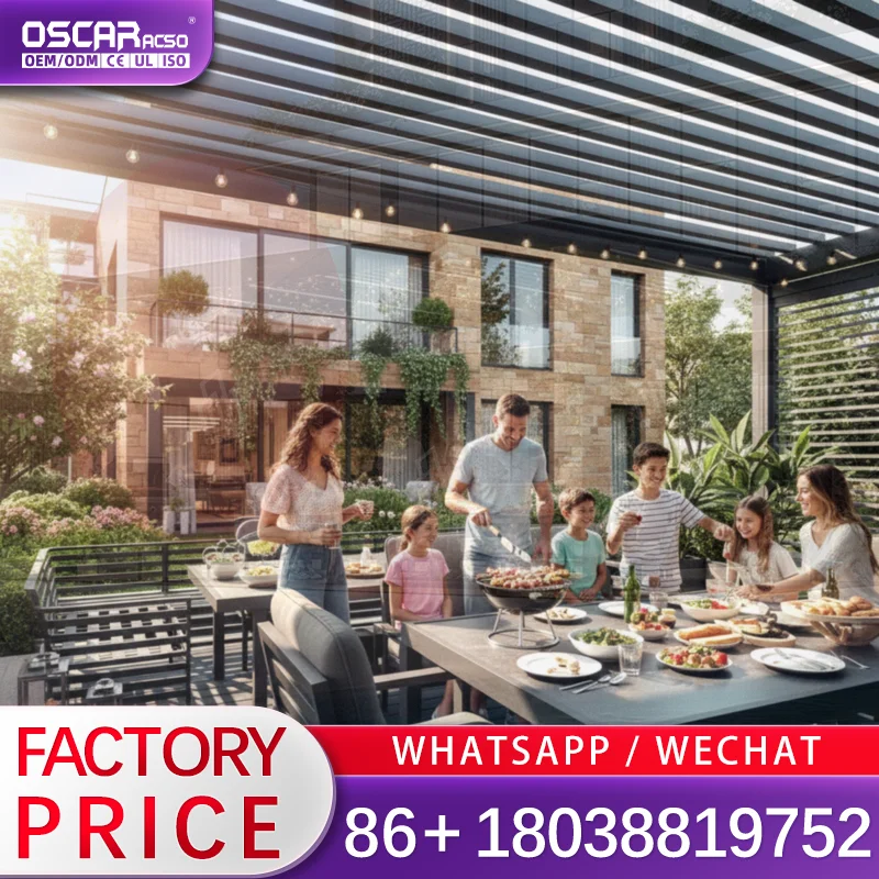 Outdoor Aluminum Bioclimatic Louvered Garden Canopy and Gazebo in 4X4 4X6 4X8 Sizes for Backyard Patio Garden pergola