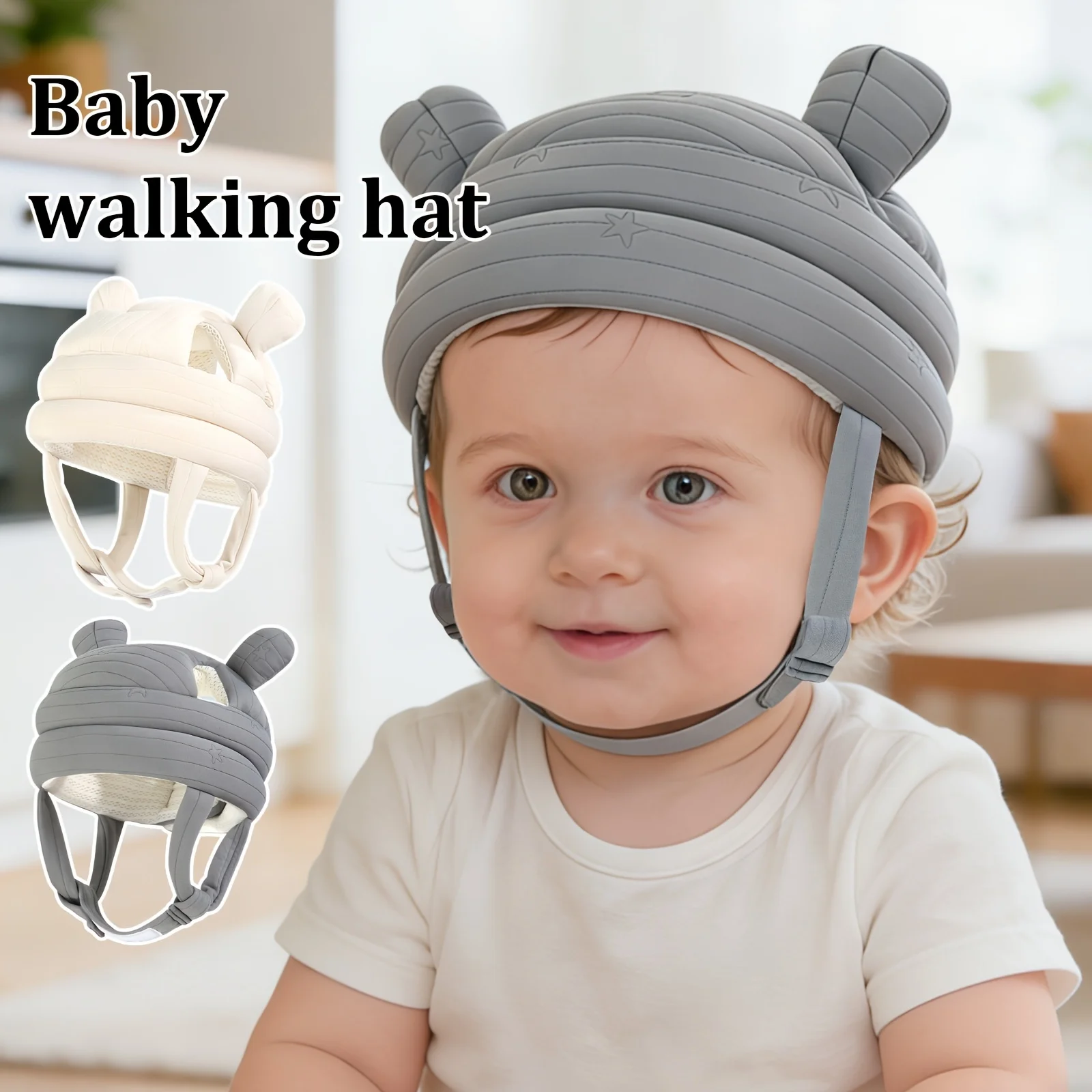 

1 Piece, Baby Crawling and Walking Hat, Protects Baby's Head from Bumps, Thickened Polyester Breathable Fabric, Suitable for All Seasons, with Adjustable Buckle