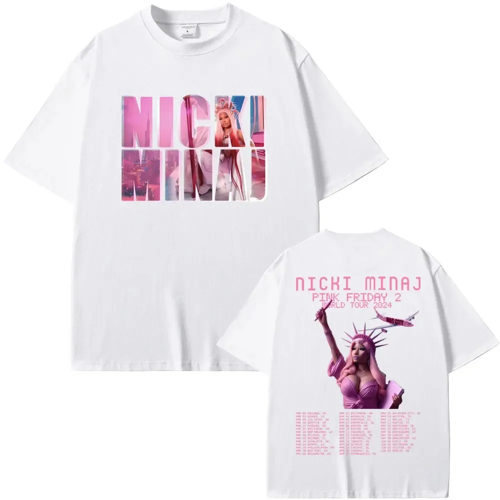 

Rapper Nicki Minaj Pink Friday 2 2024 World Tour T-shirt Rare Queen of Rap Album Cover T Shirts Hip Hop OversizedWomen Tees