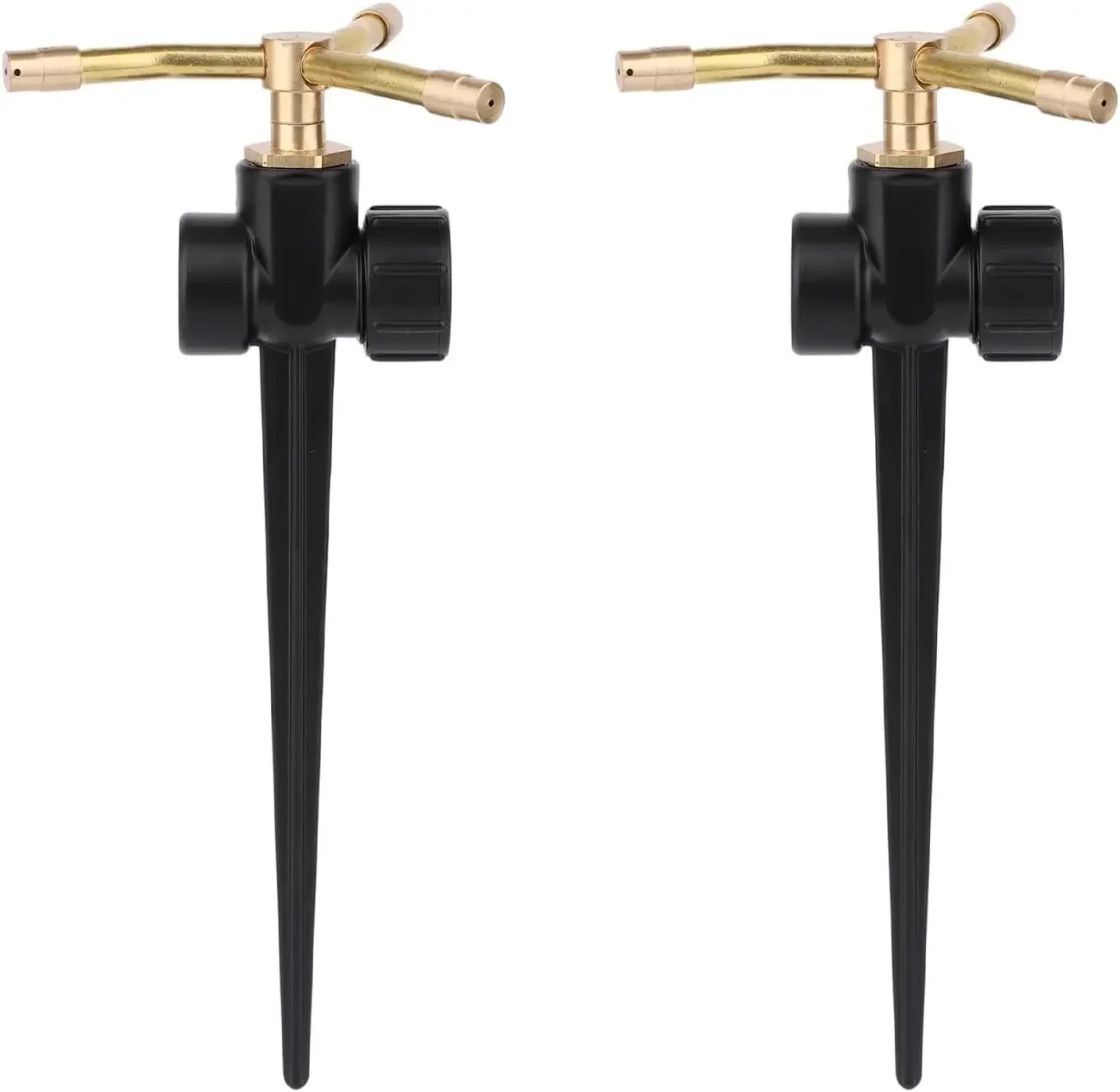 

2pcs metal lawn sprinklers with spike base, 360 degree automatic rotary water garden sprinkler with 3 arm brass nozzle hose acce