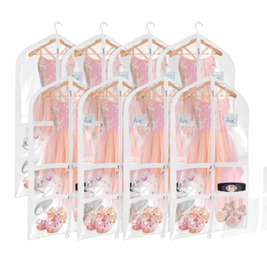 

40 Inch Clear PVC Hanging Garment Bag for Dance Costume with 4 Medium Clear Zipper Pockets and 1 Large Back Zippered Pocket - 8