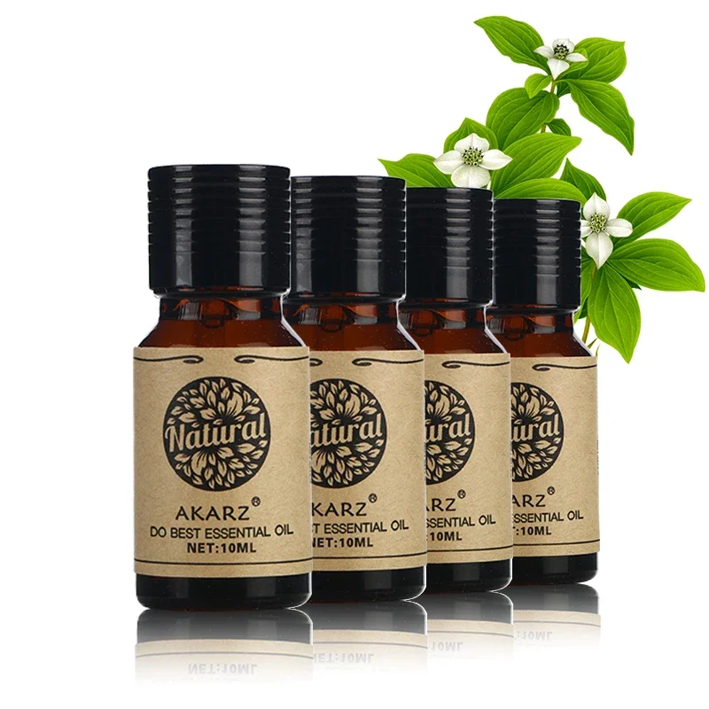 

AKARZ Aromatherapy Essential Oil Set - Oregano, Patchouli, Peppermint, Musk - 10ml x 4 Pack Spa,Massage, Bath, Skin & Face Care