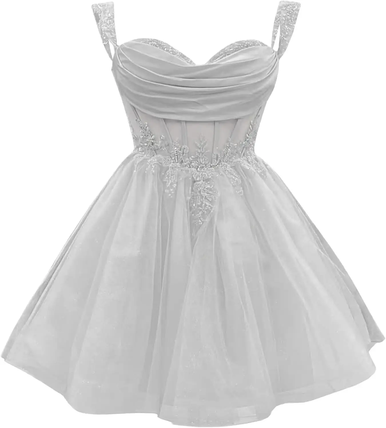 

3D Floral Short Homecoming Dress for Teens Sparkly Lace Dresses for Quinceanera Off Shoulder Beaded Ball Gown Party Dresses