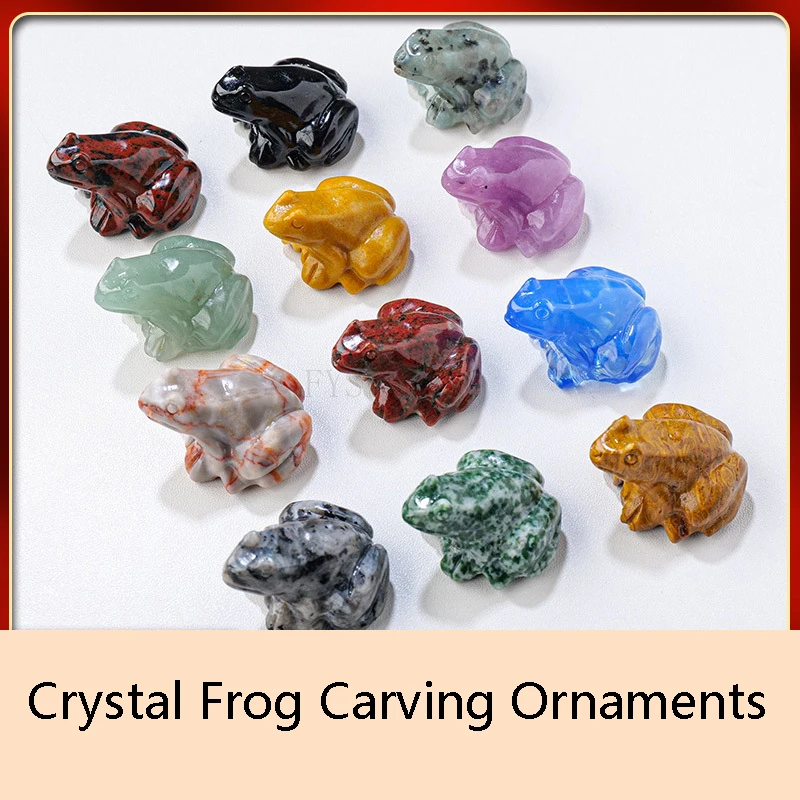 5pcs Natural Crystal Frog Carvings Crystal Raw Stone Diy Animal Mineral Science Popularization Ornaments Children's Gifts