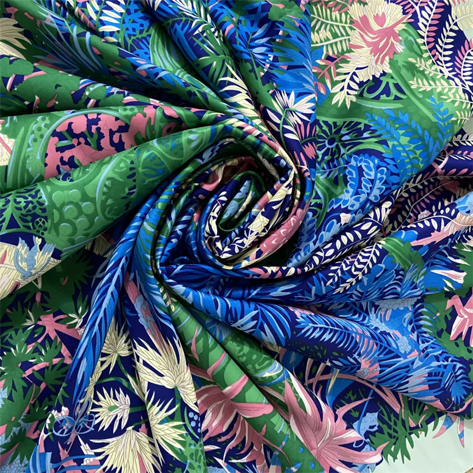 Bufanda cuadrada grande de seda de sarga para mujer, pañuelo de marca de lujo de la jungla, nuevo diseño, chal de moda, Echarpe, 130cm
