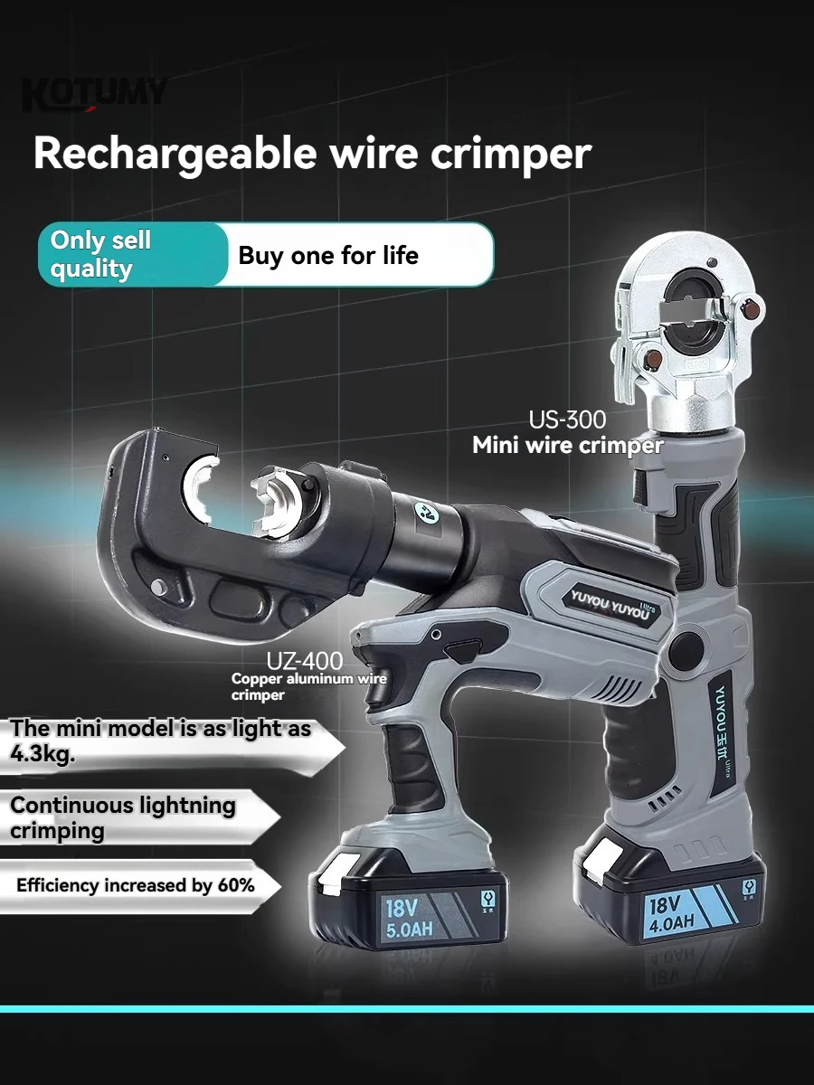Rechargeable Electric Hydraulic Pliers, Portable Lithium Voltage Line Pliers, Copper Wire Nose 2-in-1 Small Crimping Pliers