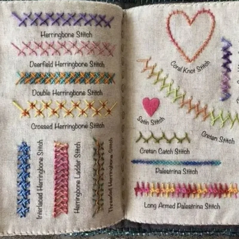 2026 New Needle Pattern Book DIY Needle Pattern Sample Book Linen Embroidery Enthusiast Book