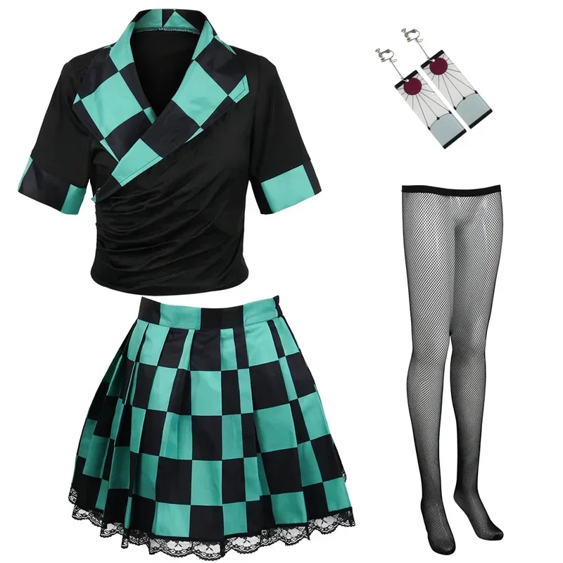 

Shinobu kofor anime cosplay costume skirt top dress Kamado kimono uniform outfits halloen Carnival party suit roleplay$0$k