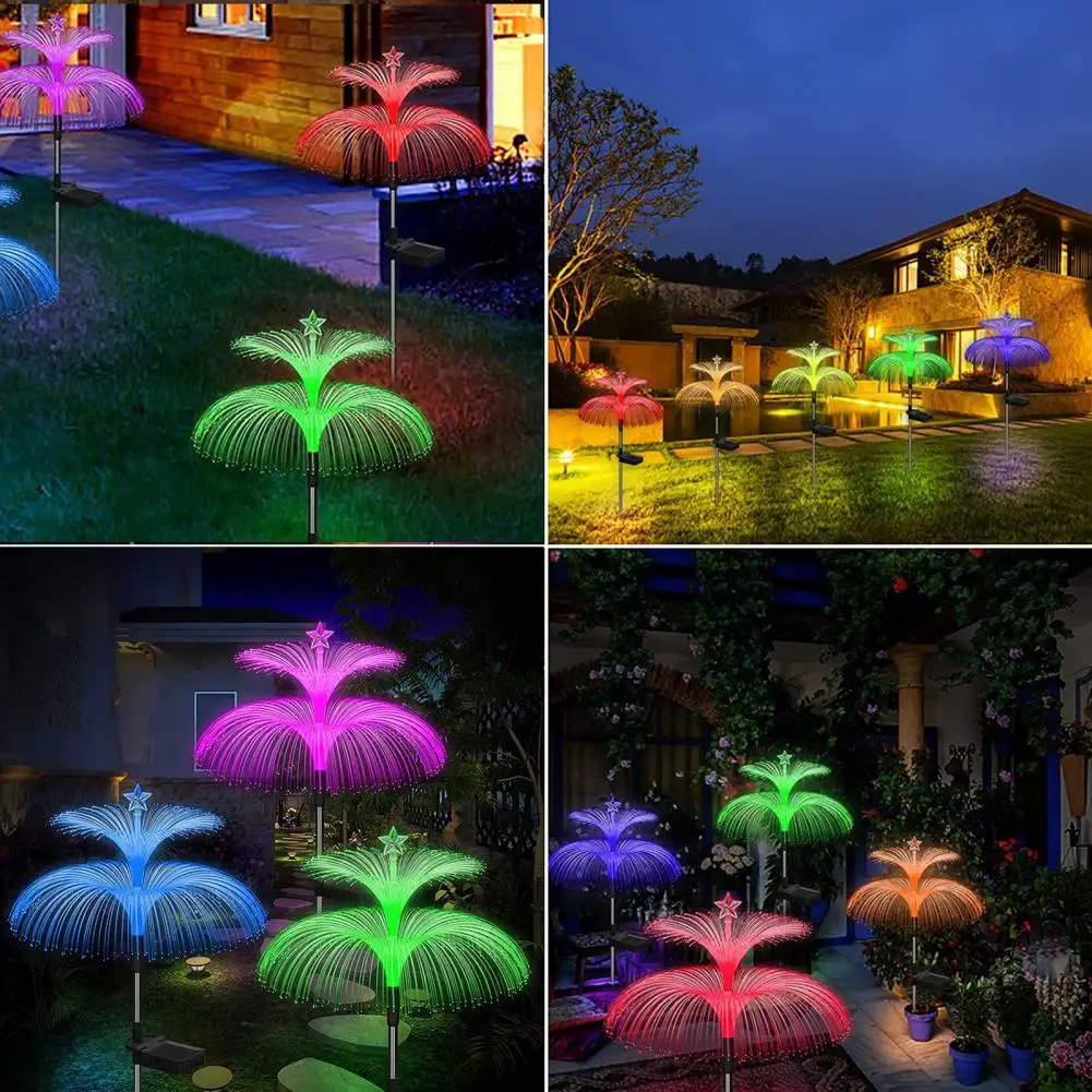 2 Set Solar Lights Attractive Waterproof Easy to Use Jellyfish Star Lamp for Garden Yard Outdoor Decoration