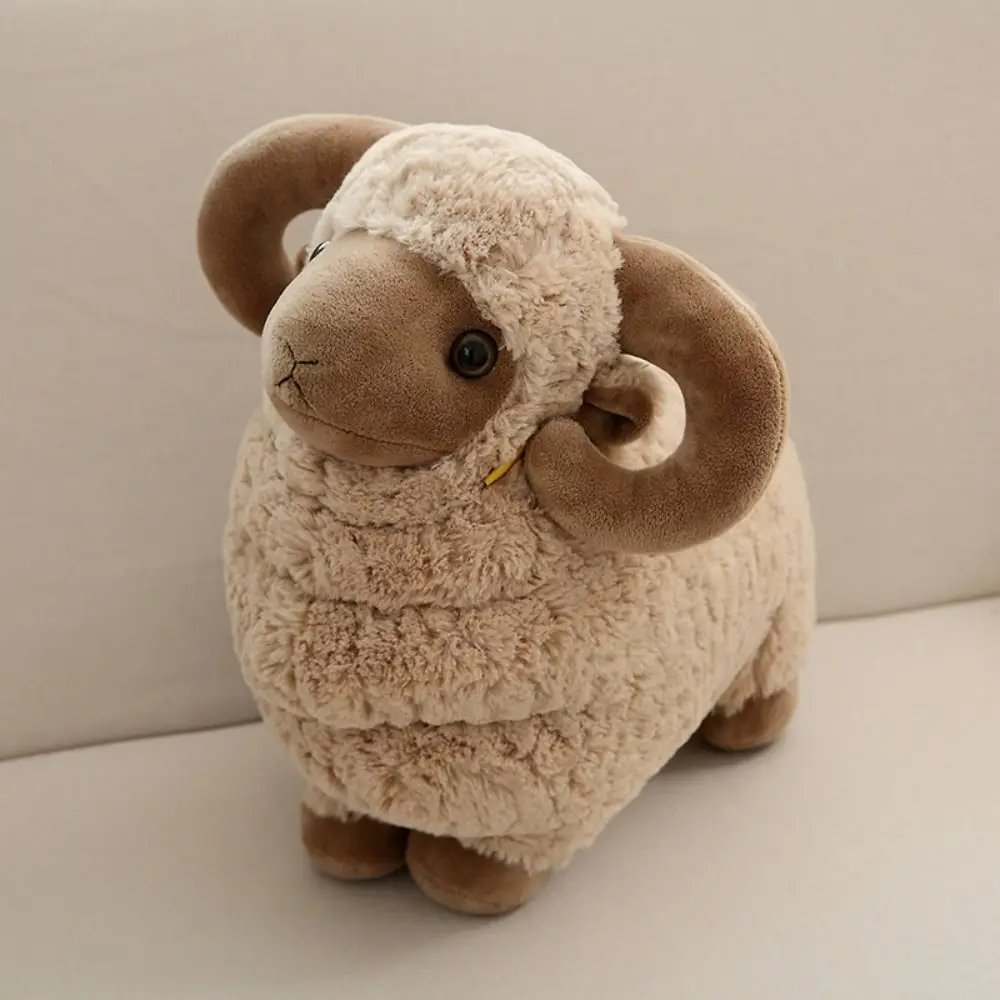 Grote Hoorns Baby Geit Pluche Pop 25/35 Cm Pluizige Schapen Knuffels Zachte Mooie Baby Geit Sleutelhanger Pasen geschenken