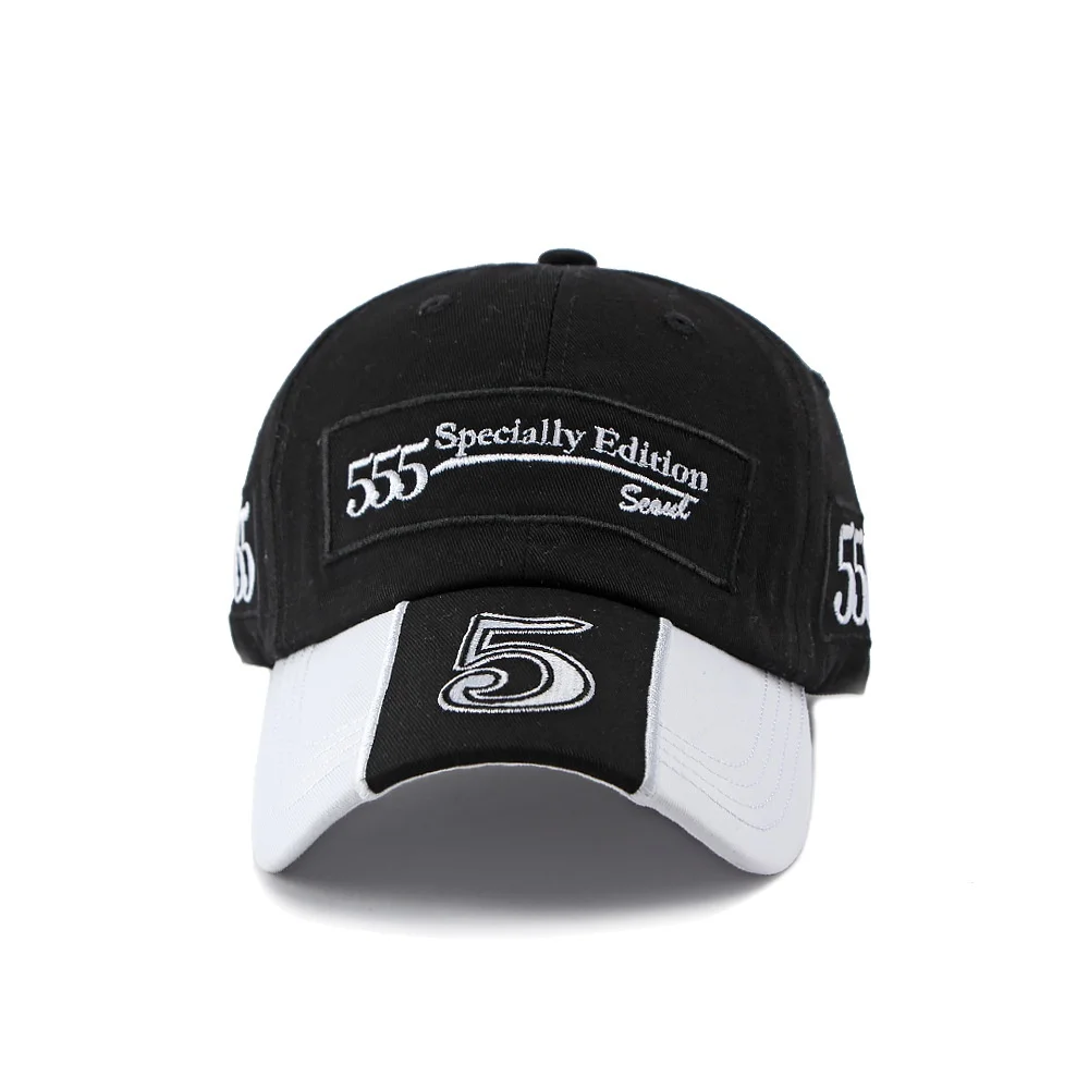 High Quality Letter Patch Baseball Cap Black White Splicing Embroidered Duckbill Hat for Men Women American Retro Casual Cap