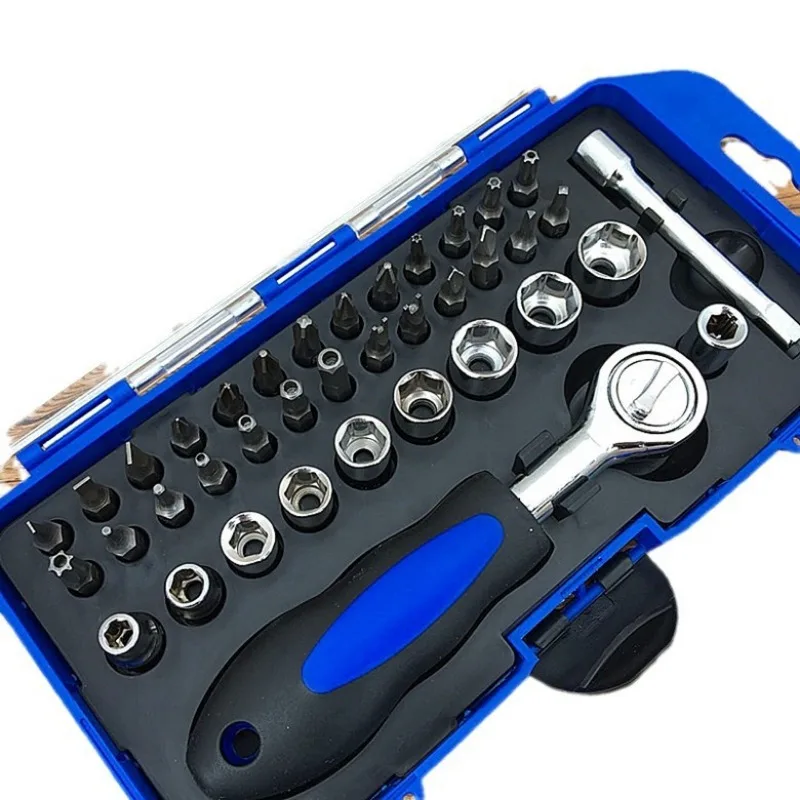 BIESUO Ratchet Sleeve Head Set Service Tool Screw Set 38 Sets 1/4 Socket Wrench Tools