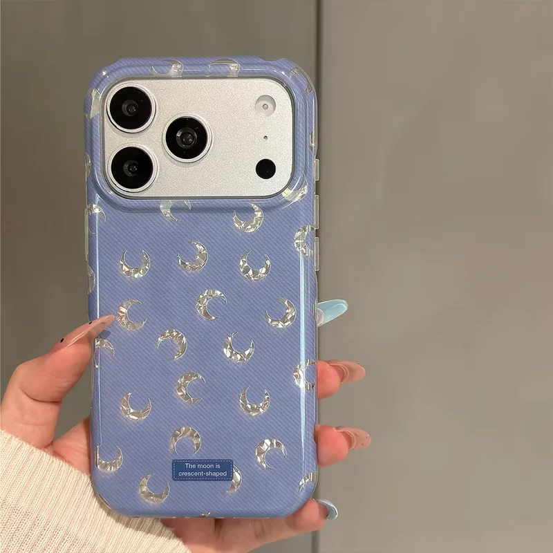 Coque de téléphone créative en papier laser « Minorité Blue Moon » pour iPhone 18 DUO 17 AIR 16 15 14 13 12 11 PRO MAX MINI 7 8 PLUS, coque Y2K
