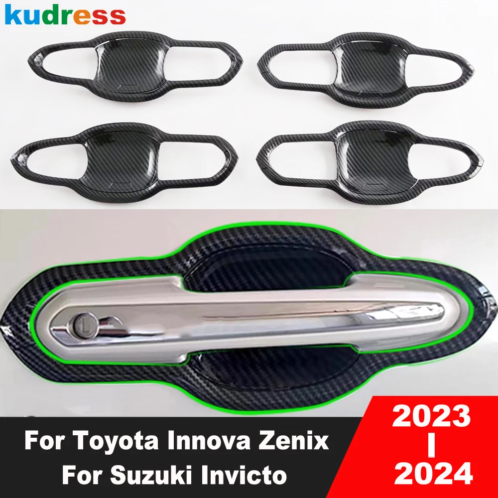 Accessories For Toyota Innova Zenix For Suzuki Invicto 2023 2024 Carbon Fiber Car Exterior Side Door Handle Bowl Cover Trim