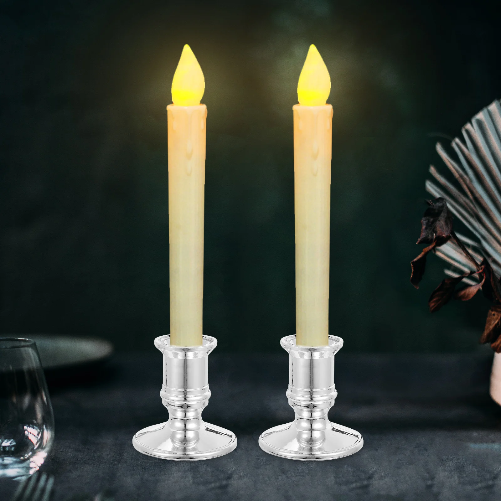 

20Pcs Plastic Electronic Candlestick Holders Modern Creative Pillar Stand for Home Wedding Decoration Holders