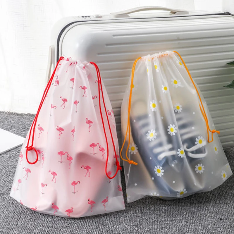 Portable Shoe Storage Organizer Travel Storage Bag Waterproof Transparent Plastic Storage Bag Drawstring Eco Bags Storage Bag