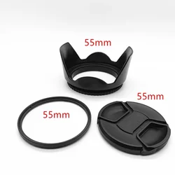 55Mm Lens Hood Cap Uv Filter Voor Sony A200 A230 A290 18-70Mm Kit,a330 A390 A500 ALC-F55A