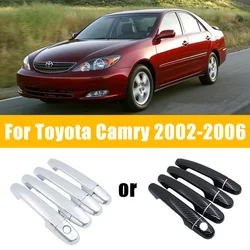 Door Handle Covers Chrome For Toyota Camry XV30 2002-2006 2003 2004 2005 Anti-scratch Car Door Trim Carbon Fiber Car Accessories