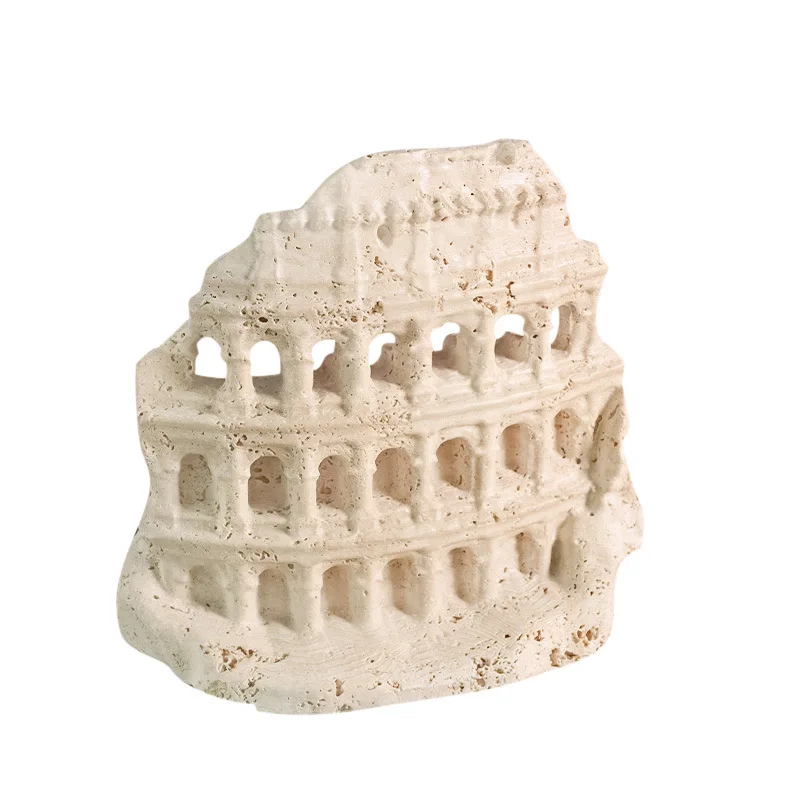 European retro architectural sculpture ornament Roman Colosseum cave stone texture living room entrance display