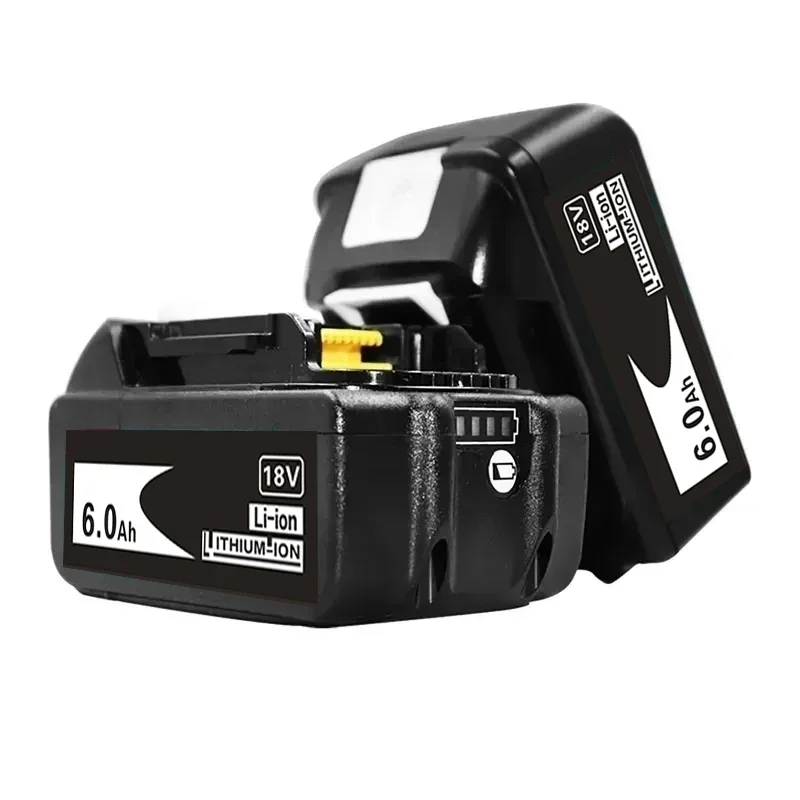 Makita 18V Lithium Ion Battery, BL1860, 6.0Ah, compatível com BL1850, 1840, 1830, ferramenta elétrica sem fio