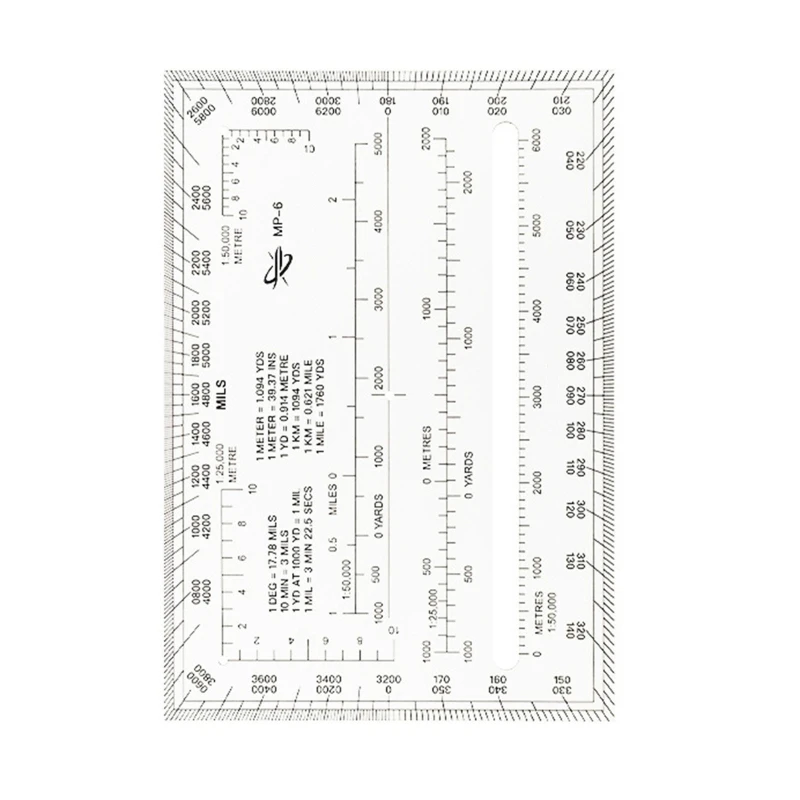 K1AA Topographic Flexible Map Scale Military Protractor Outer Edges 0-6400 Miles Bottom Read 1:5000 1:25000 for Outdoor