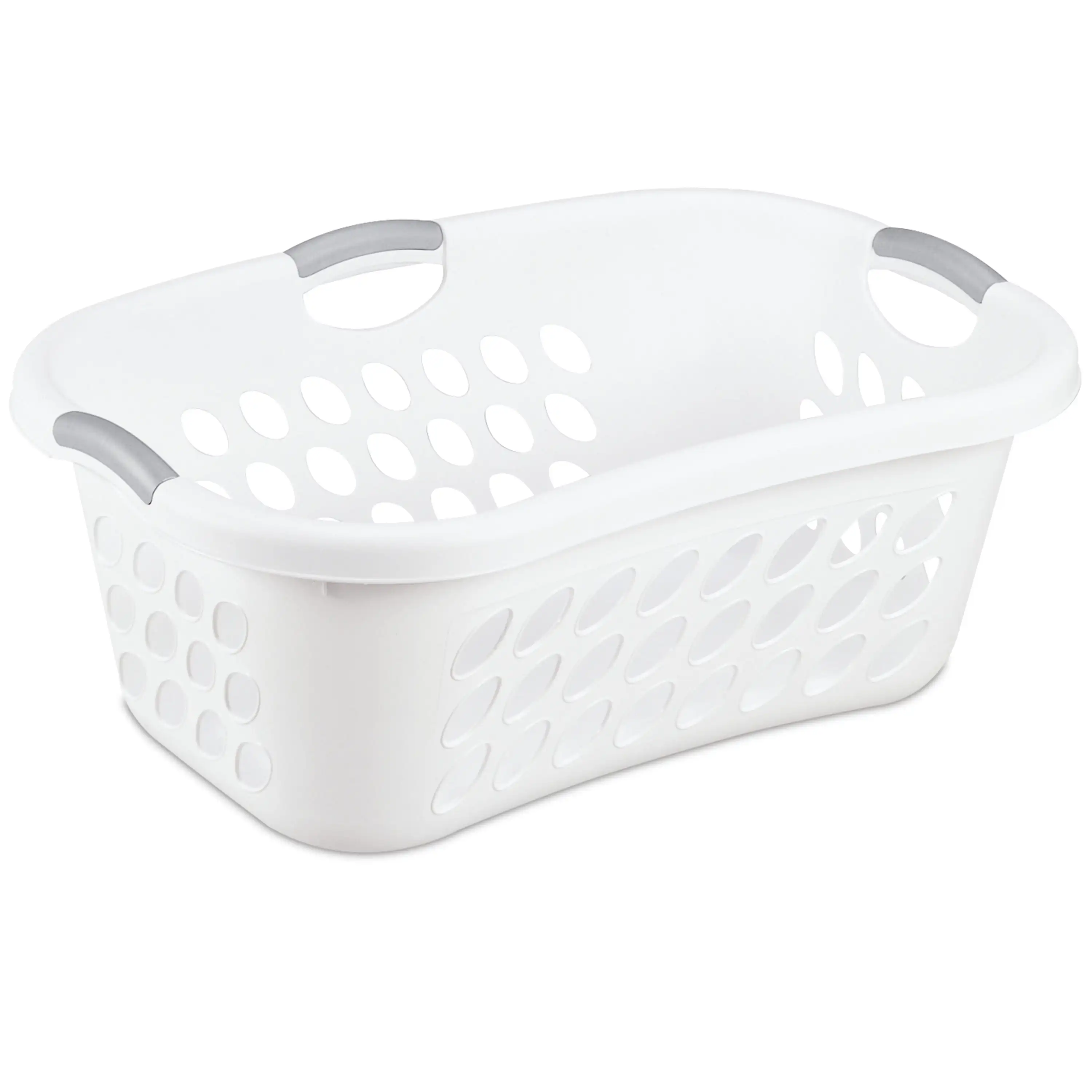 1.25 Laundry Basket Plastic White Contoured Shape Rests Comfortably Against The Hip for Effortless Transporting