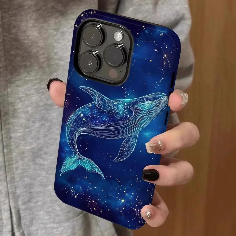 

whale Phone Case Double-layered 2-in-1 Film Case For IPhone 16 15 Promax 14 13 Pro 12 11 plus Samsung S25 24 23 Covers
