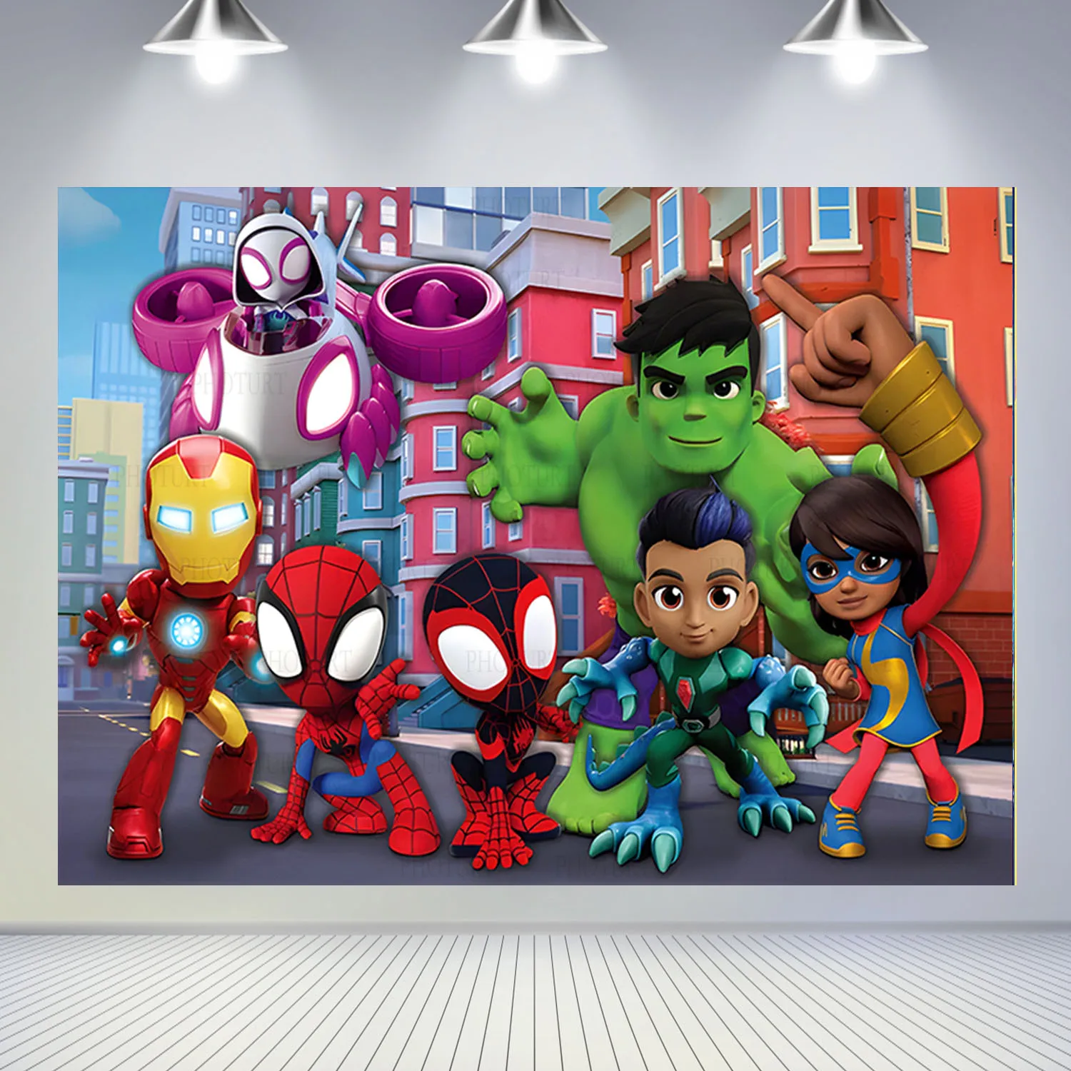 Spidey and Amazing Friends Backdrop Kids Birthday Party Background Spider Man Banner Vinyl Photography Studio Props
