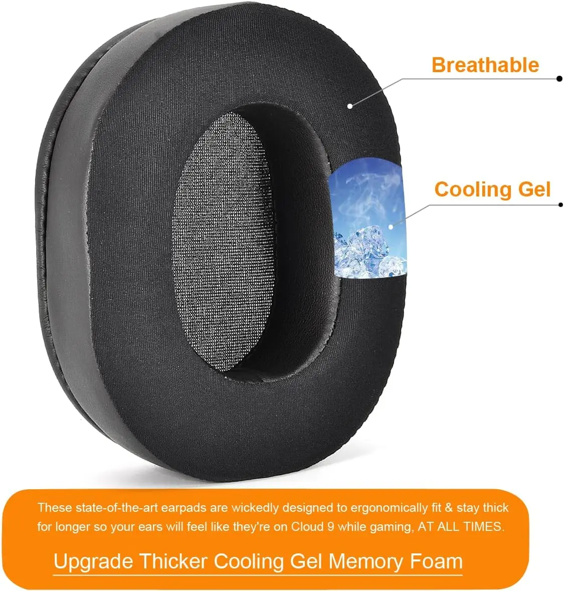 ATH M50X M50X Almohadillas de gel refrescante más gruesas Almohadillas de repuesto para los oídos compatibles con ATH M50X M40X / M50XBT / HyperX Cloud