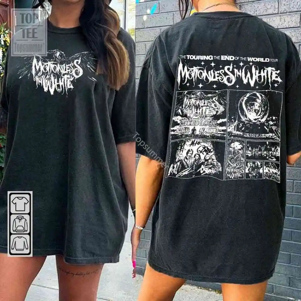 Безподвижная белая рубашка с надписью «End Of The 2023 World»