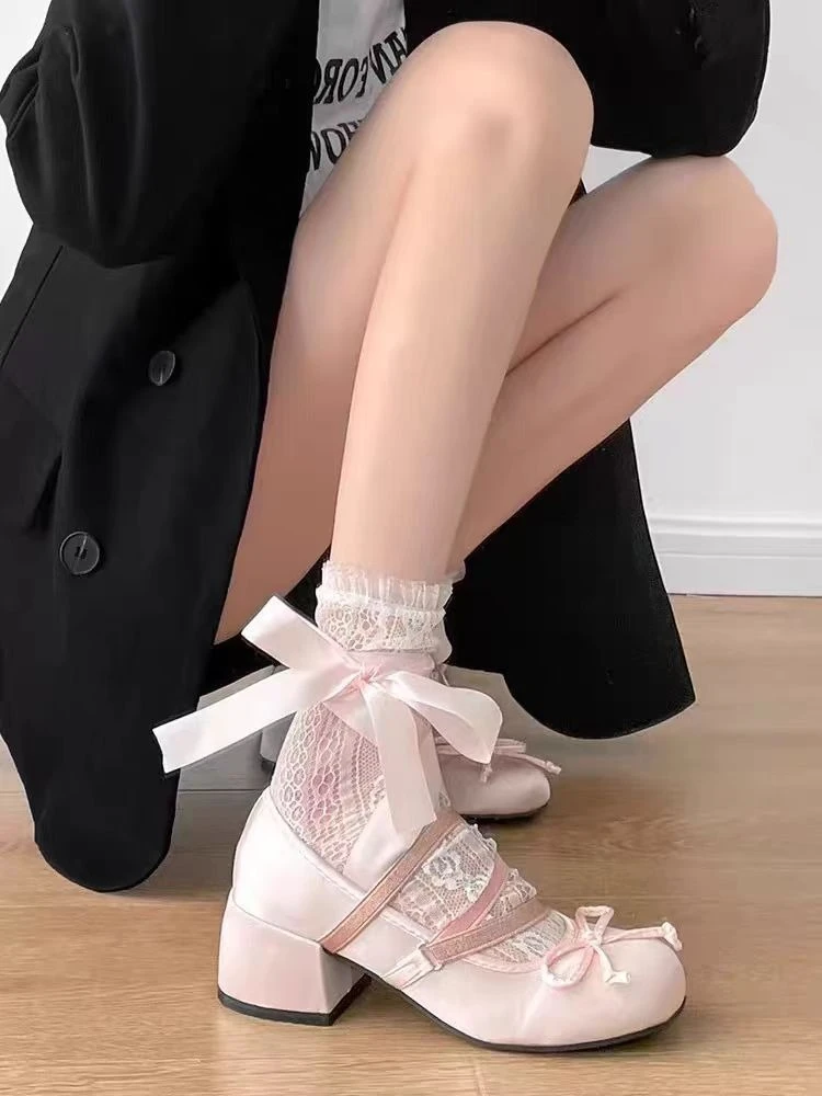 

2026 New Arrival Women's French Vintage Mary Jane Ballet Flats Bow Tie Strap Slip On Low Heel Elegant Shoes
