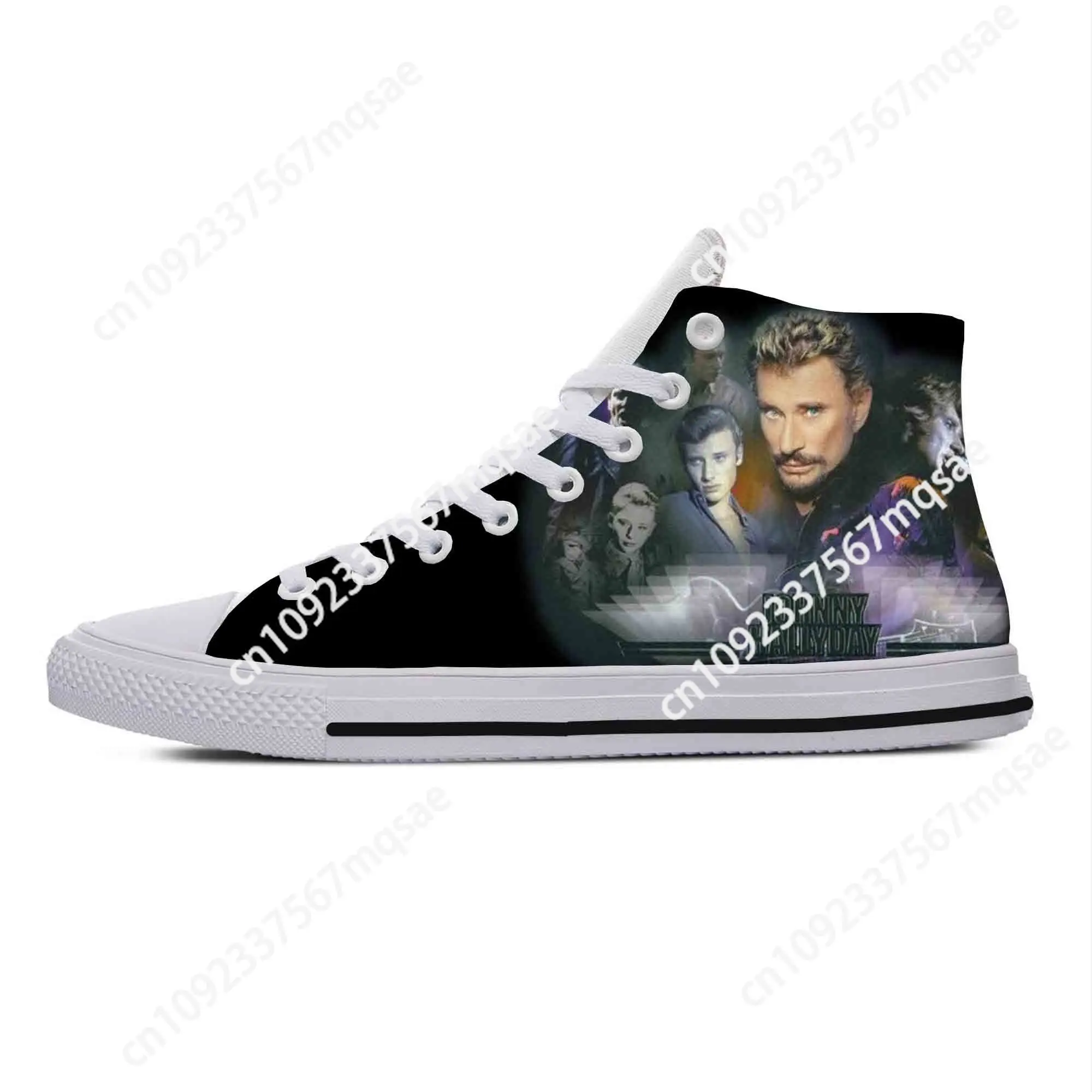 

Johnny Hallyday Rock Star Singer Music Fashion Casual Cloth Shoes High Top Comfortable Breathable 3D Print Men Women Sneakers