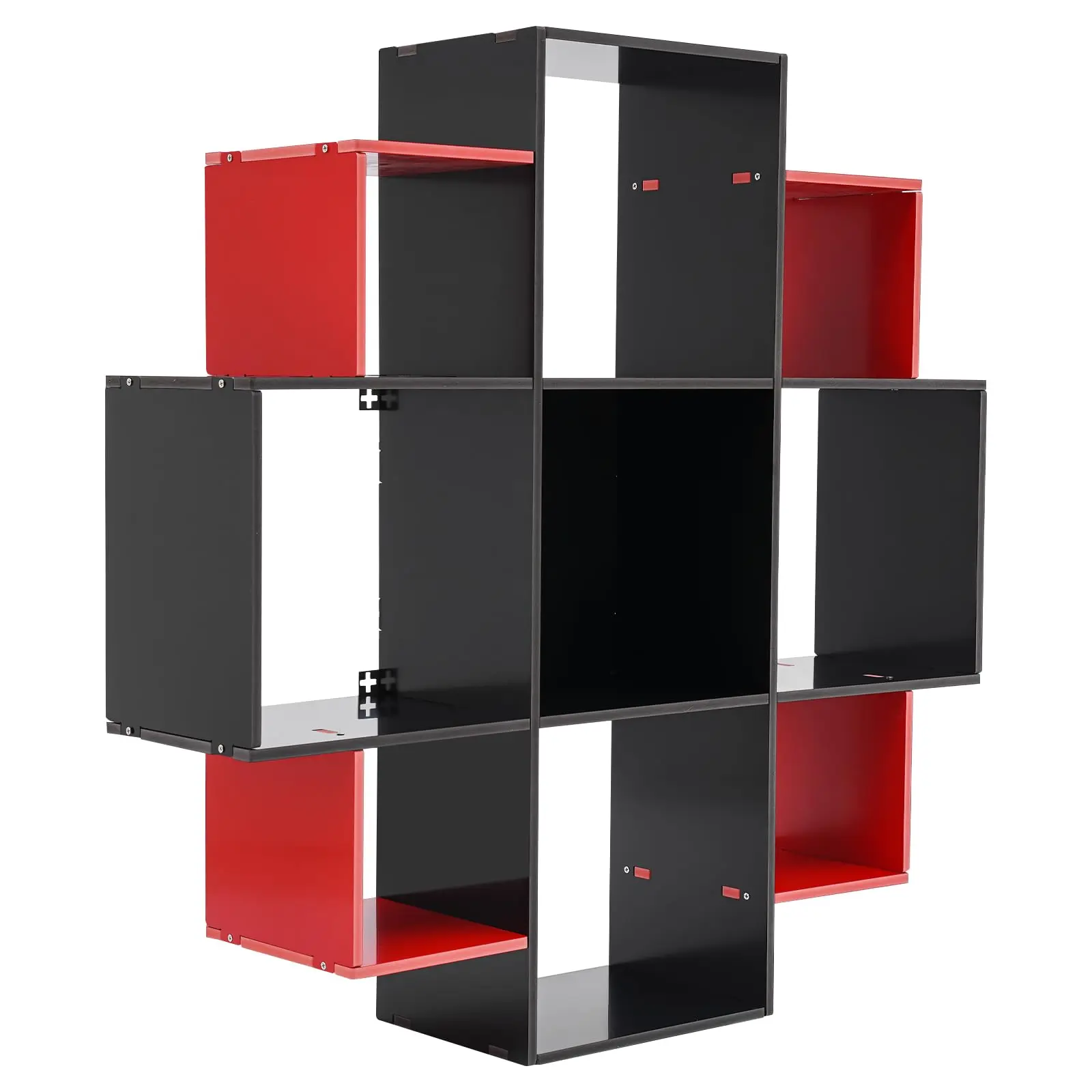 خزانة كتب مثبتة على الحائط، خزانة كتب عائمة حديثة من 3 طبقات مع 9 مقصورات، أرفف مكعبة عائمة، للدراسة، من