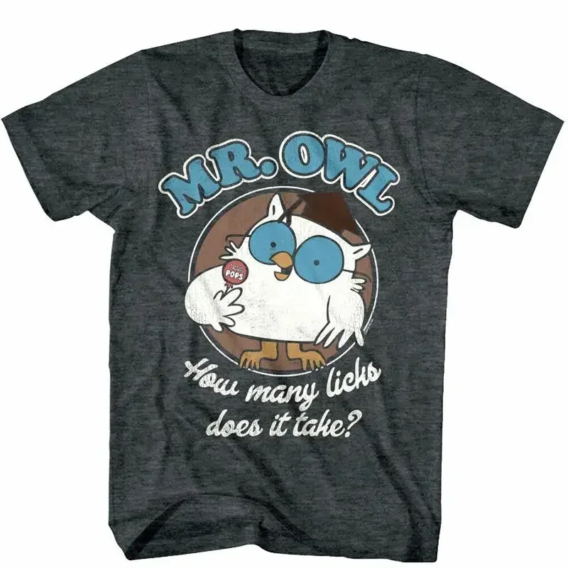 Tootsie Roll Pops Mr Owl How Many Licks Does it Take Mens T Shirt Candy Lollipop