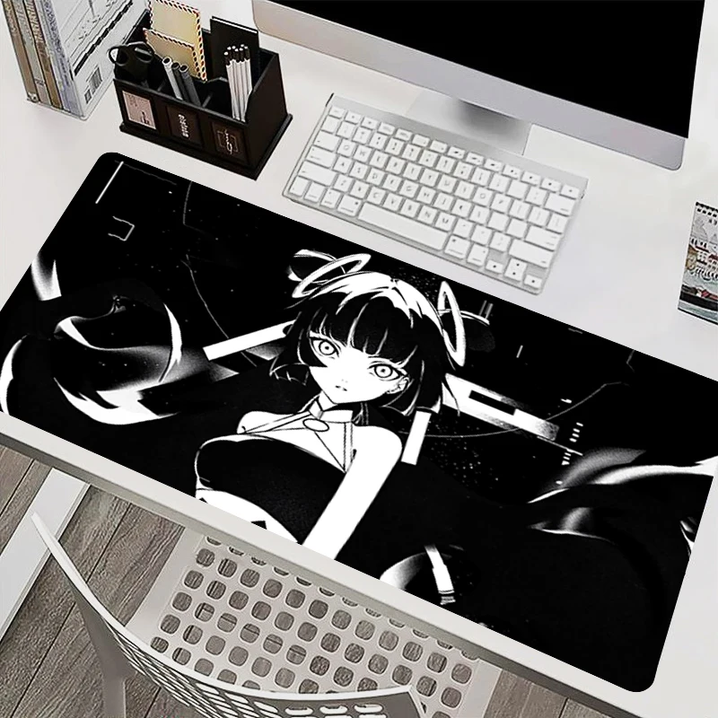 Mouse Pad Gamer Keyboard Mousepad Black and white anime Extended Desk Mat Large Gaming Anti-fray Pad Monochrome Comic Mouse Mat