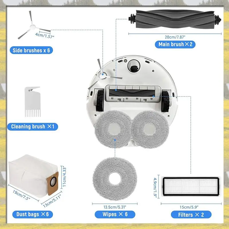 

A63P Top Accessory Set For Dreame L10 Ultra /L10S Ultra Robot Vacuum Cleaner,Accessories With Main Brushes,HEPA Filters,Dust Bag