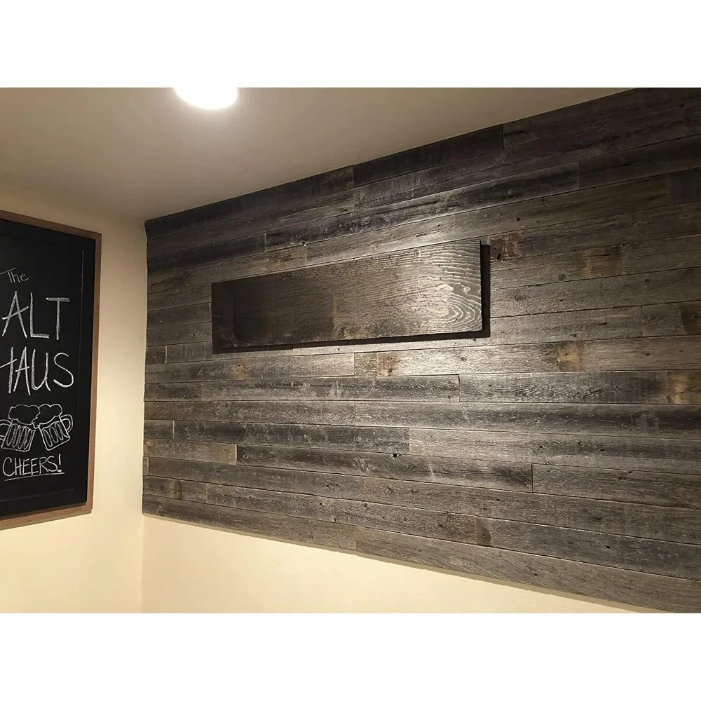 Wood Real Wood Peel & Stick 2 & 4 Foot Length Rustic Reclaimed Naturally Weathered Barn Wood Accent Paneling Planks for Walls