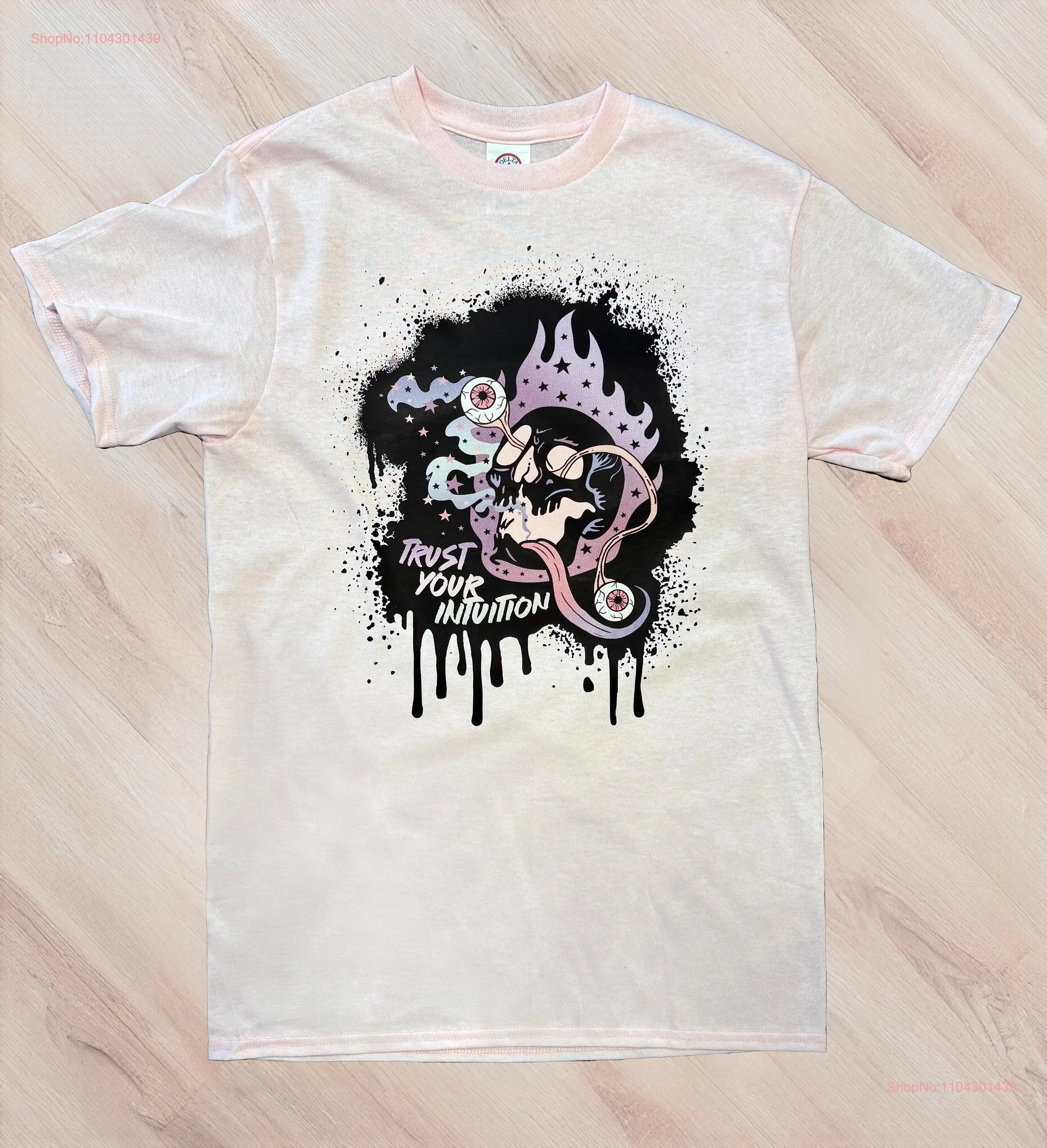 Fiery Skull T Shirt Pop Magic Aesthetic Trust your intuition Top Goth Graffiti Style long or short sleeves