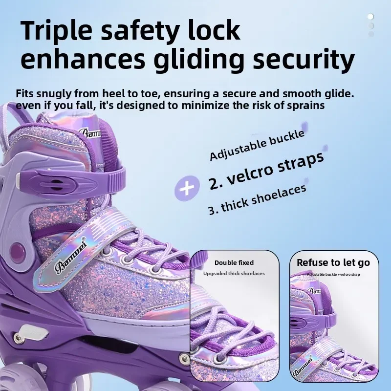Double Row Roller Skate Shoes Skateboard Sports Adjustable PU Wheel Professional Outdoor Fitness Exercise Footwear Kids Women view 2